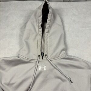 Under Armour Men's Hoodie Sweatshirt Sz Large Light Gray With White Logo